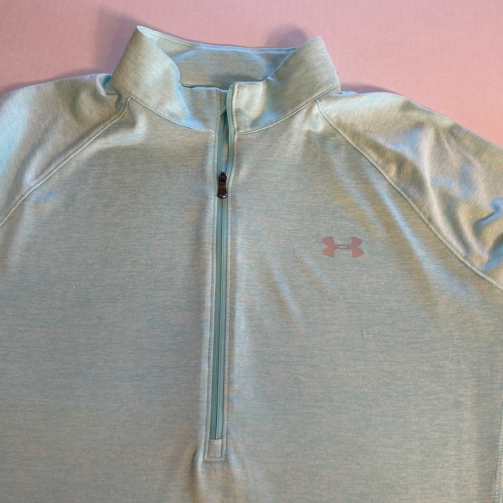 Under Armour Heat Gear Light Blue Quarter-Zip Loose Pullover Shirt. Sz XL - Picture 8 of 13